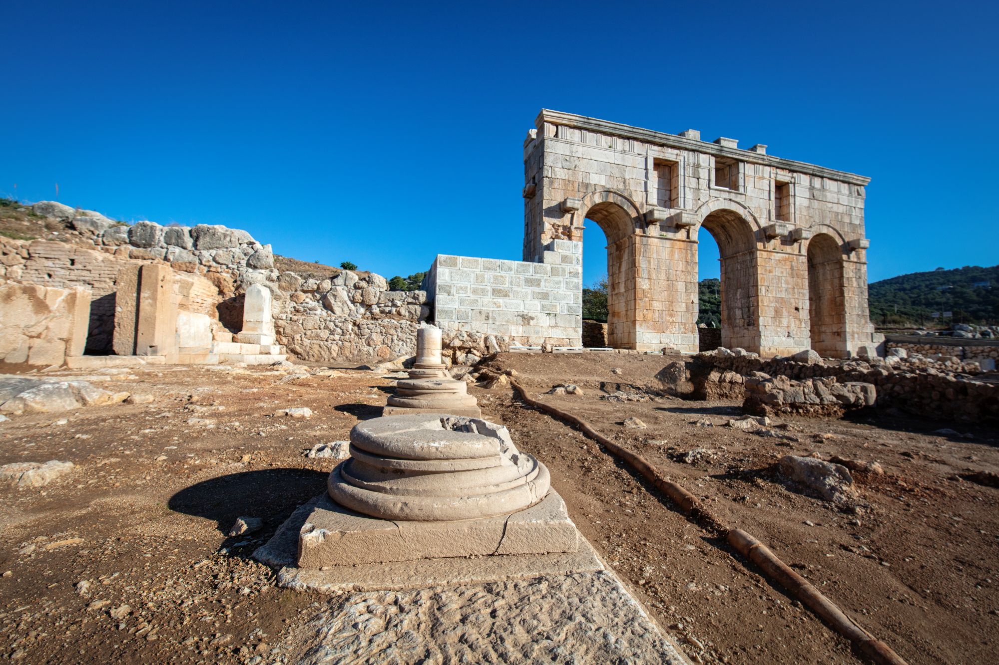 Roman arches and pathways at Patara, archaeological site near Kalkan rich in history and culture