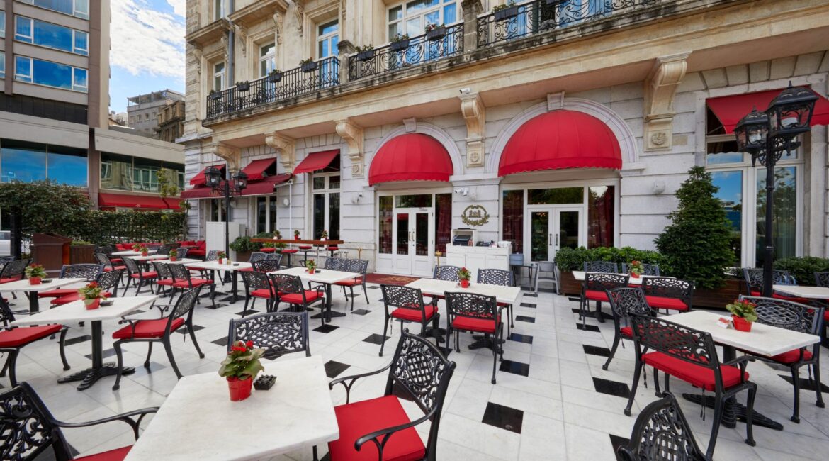 Orient Terrace outdoor dining at Pera Palace Hotel Istanbul