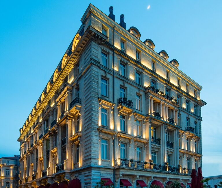 Pera Palace Hotel Istanbul exterior at dusk in Beyoglu