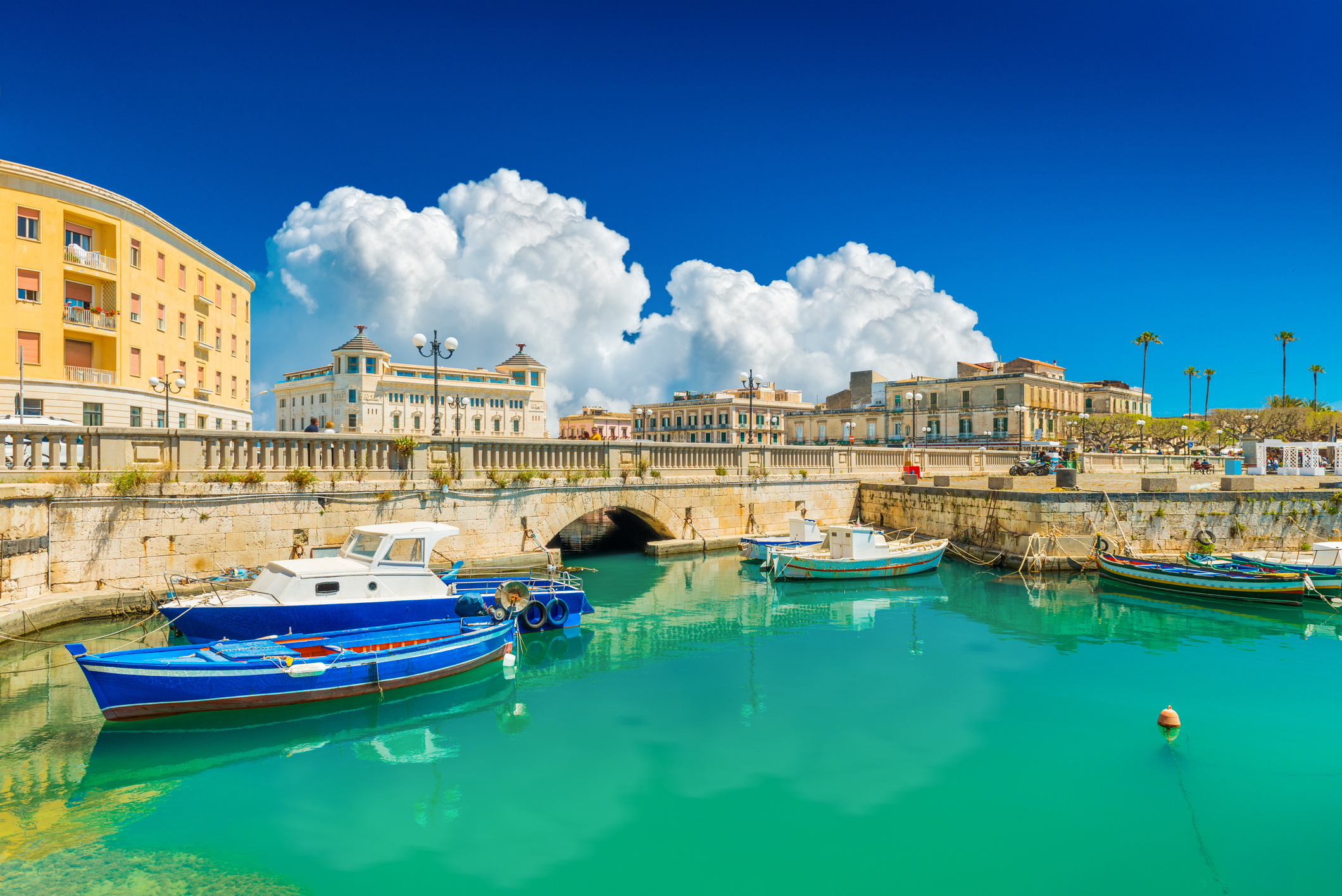 Scenic view of Ortygia (Ortigia), Syracuse, Italy. Cityscape of the famous historical place on Sicily