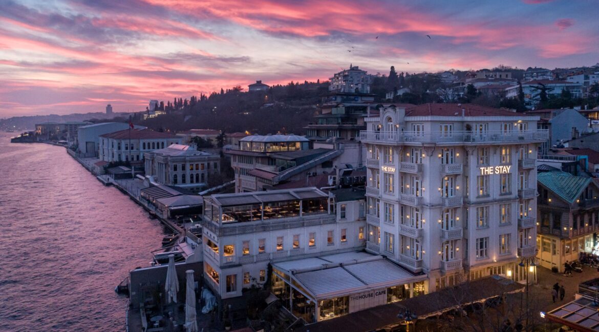 The Stay Bosphorus boutique hotel overlooking the Bosphorus at sunset in Istanbul
