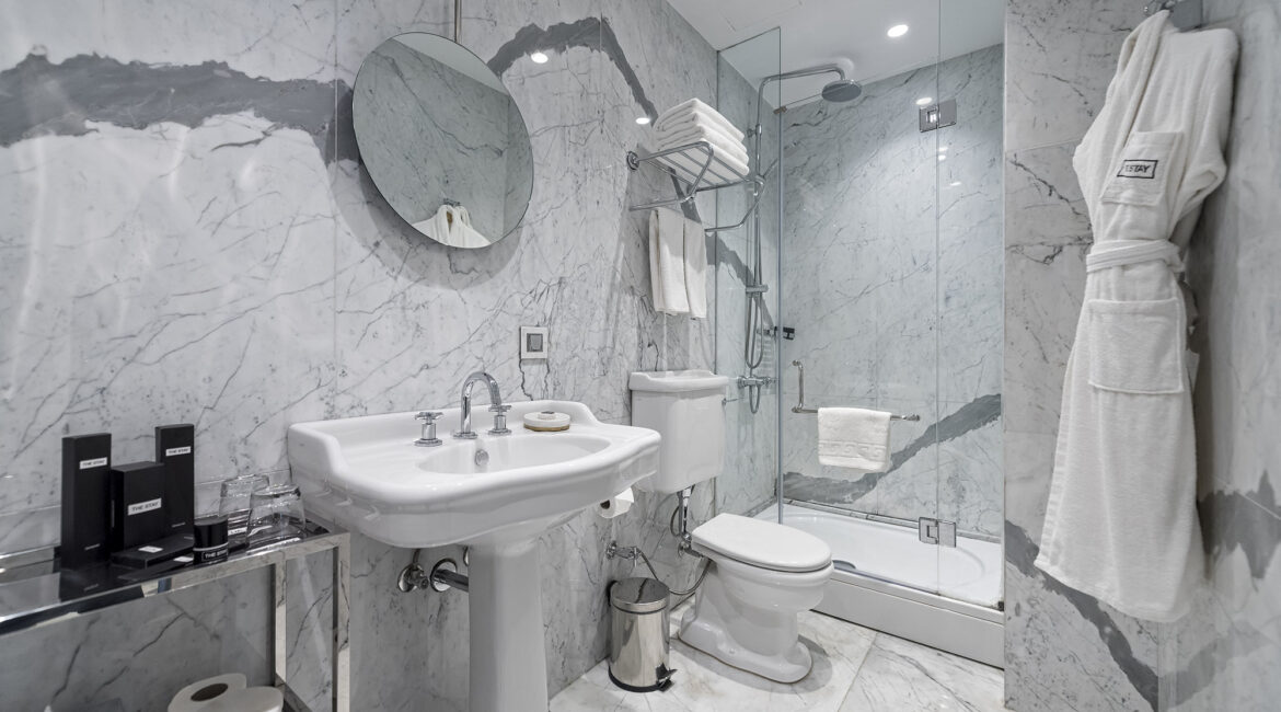 Marble bathroom with walk-in shower in a Superior Twin Room at The Stay Bosphorus