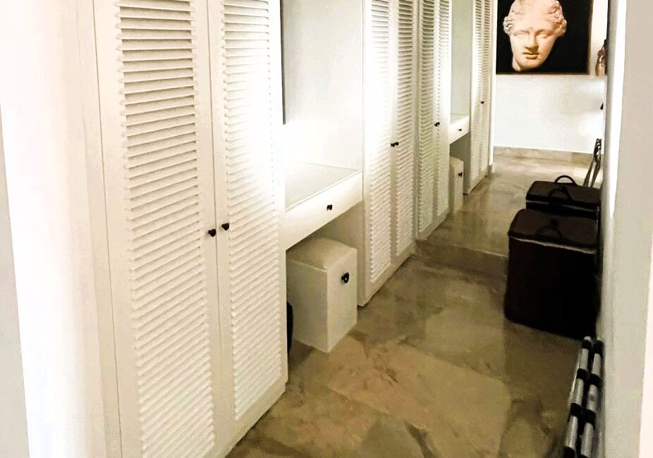 Spacious bedroom corridor and dressing area at Topaz Penthouse in Kalkan
