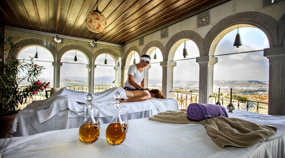 Massage and wellness suite at Museum Hotel Cappadocia overlooking Cappadocia