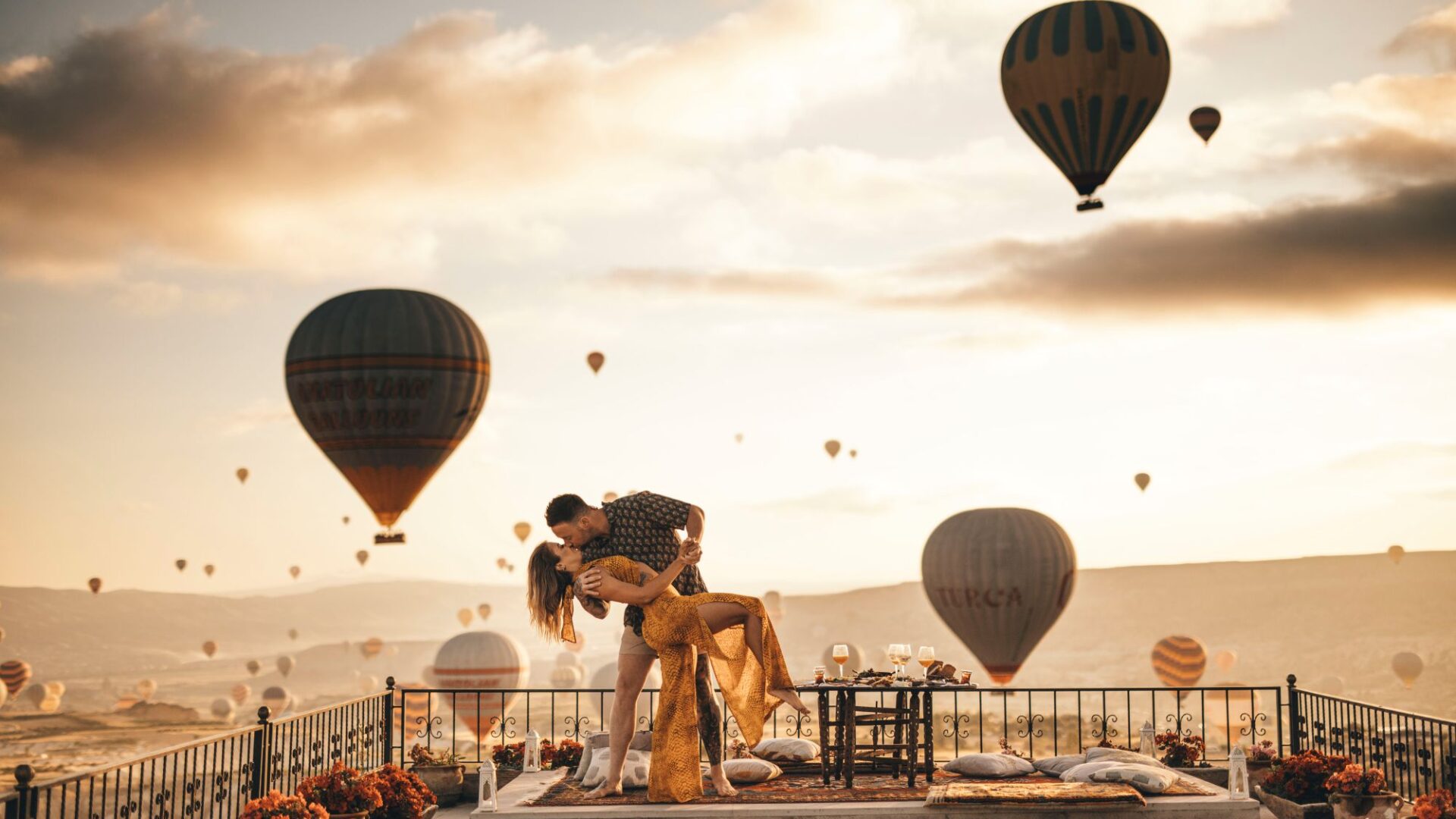 Romantic breakfast with hot-air balloon views at Museum Hotel Cappadocia