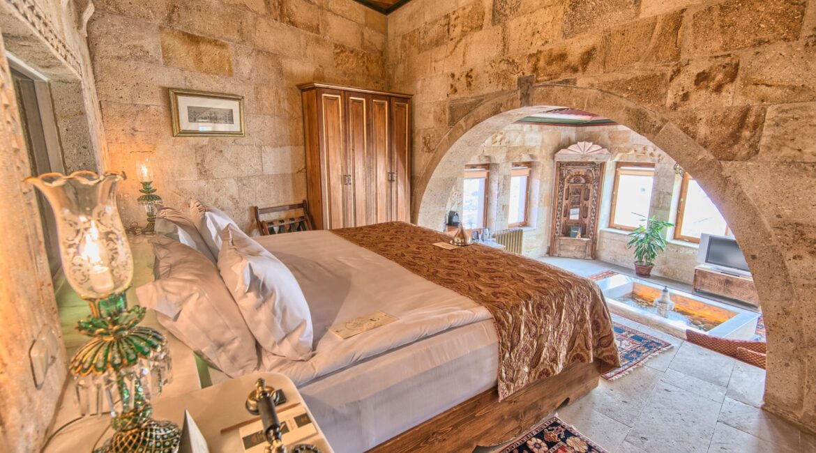 Luxury stone suite bedroom at Museum Hotel Cappadocia