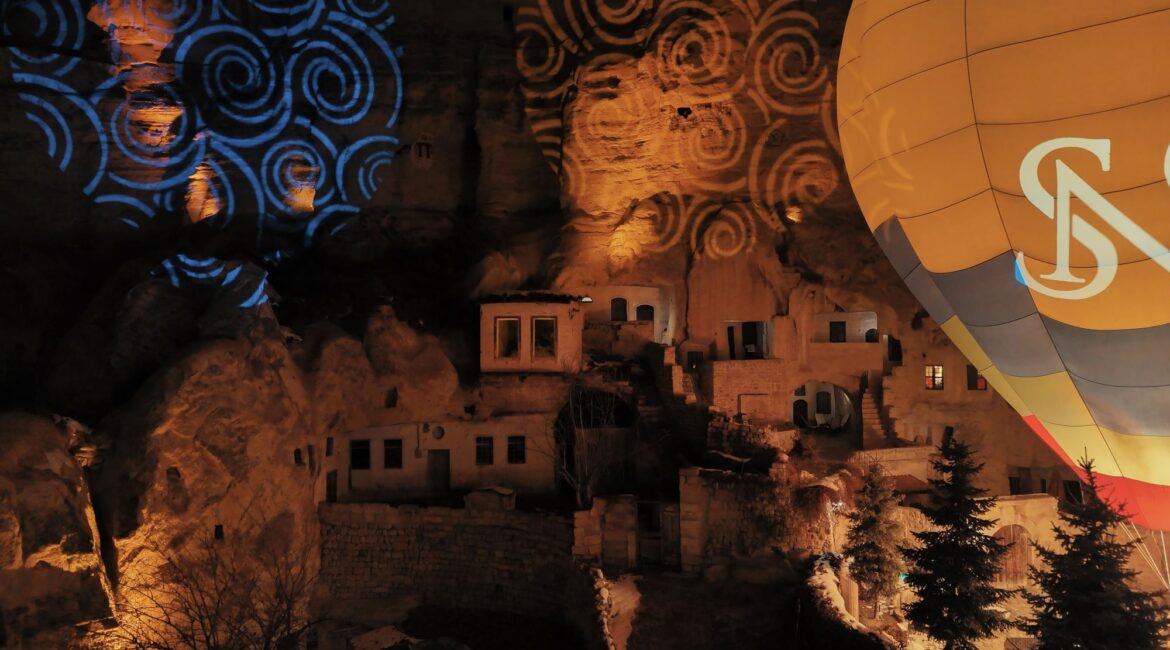 Artistic display inspired by Cappadocia's cave heritage