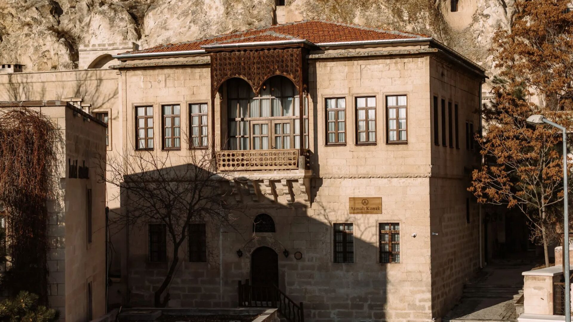 Historic mansion exterior at Asmali Konak Cave Suites, cave hotel in Urgup, Cappadocia