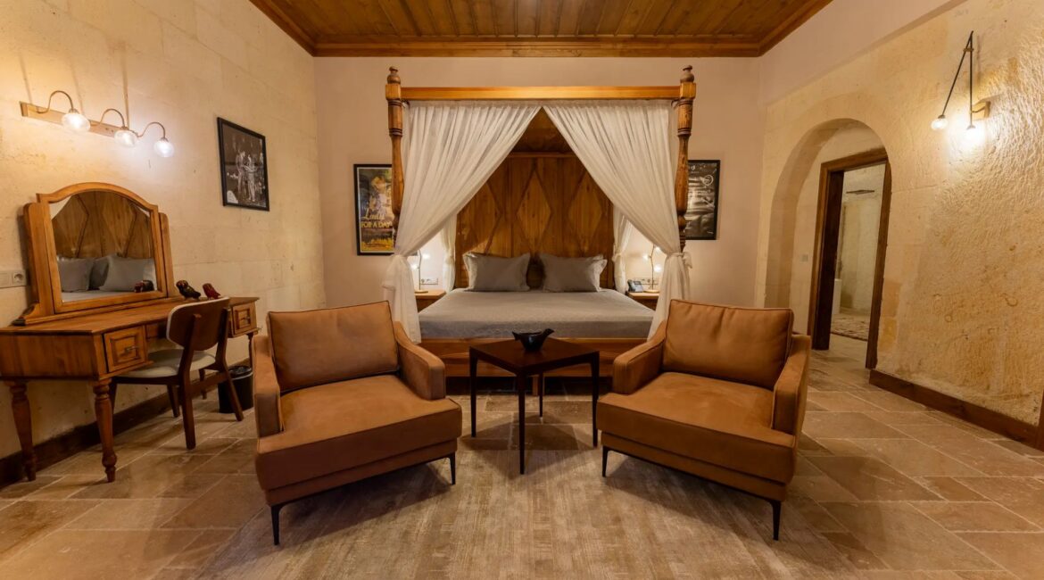 Traditional Mansion Suite living room at Asmali Konak Cave Suites, Urgup, Cappadocia