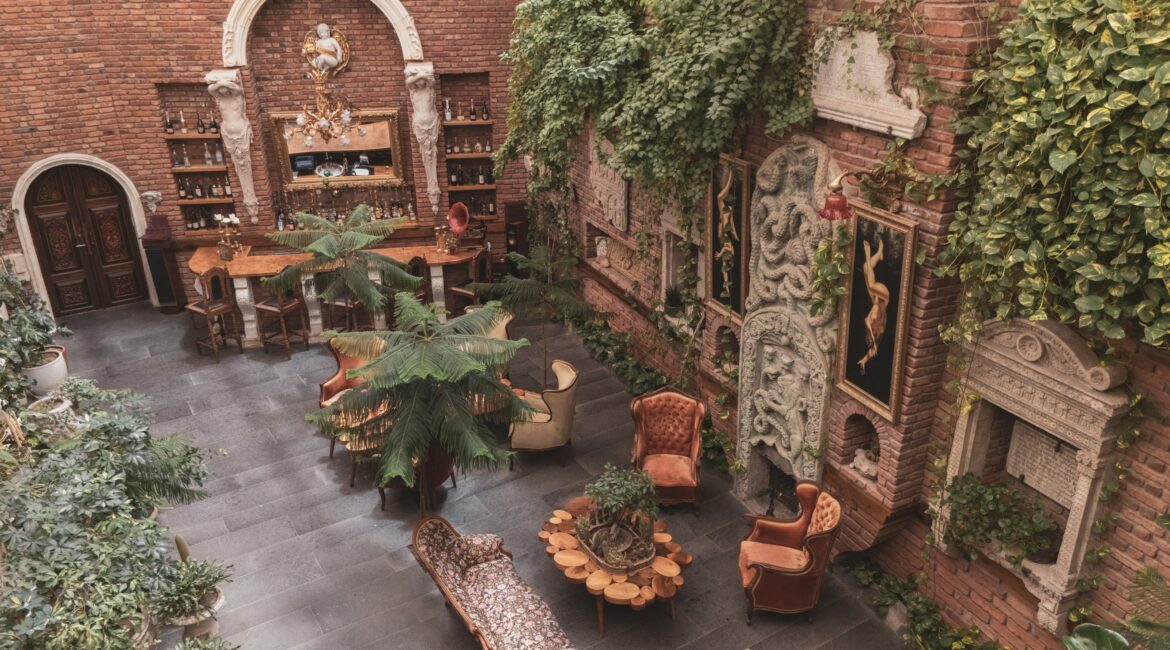 Garden courtyard seating area at Sacred House Cappadocia