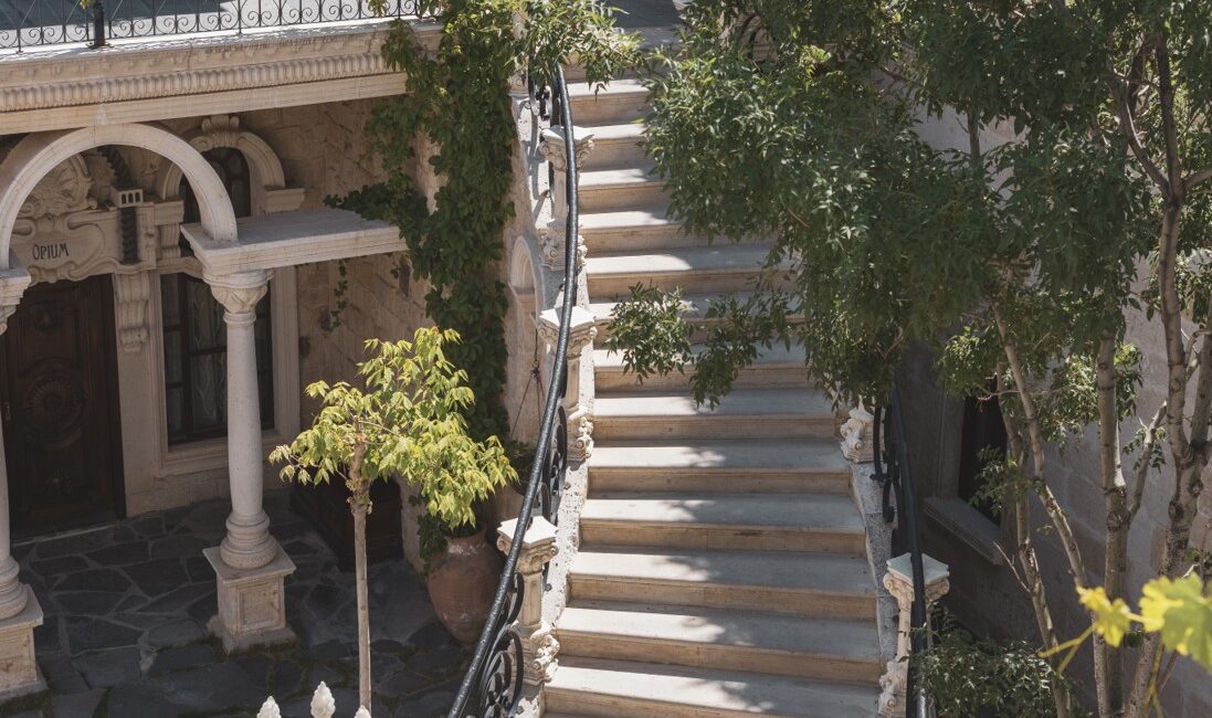 Grand staircase within the courtyard of Sacred House Cappadocia