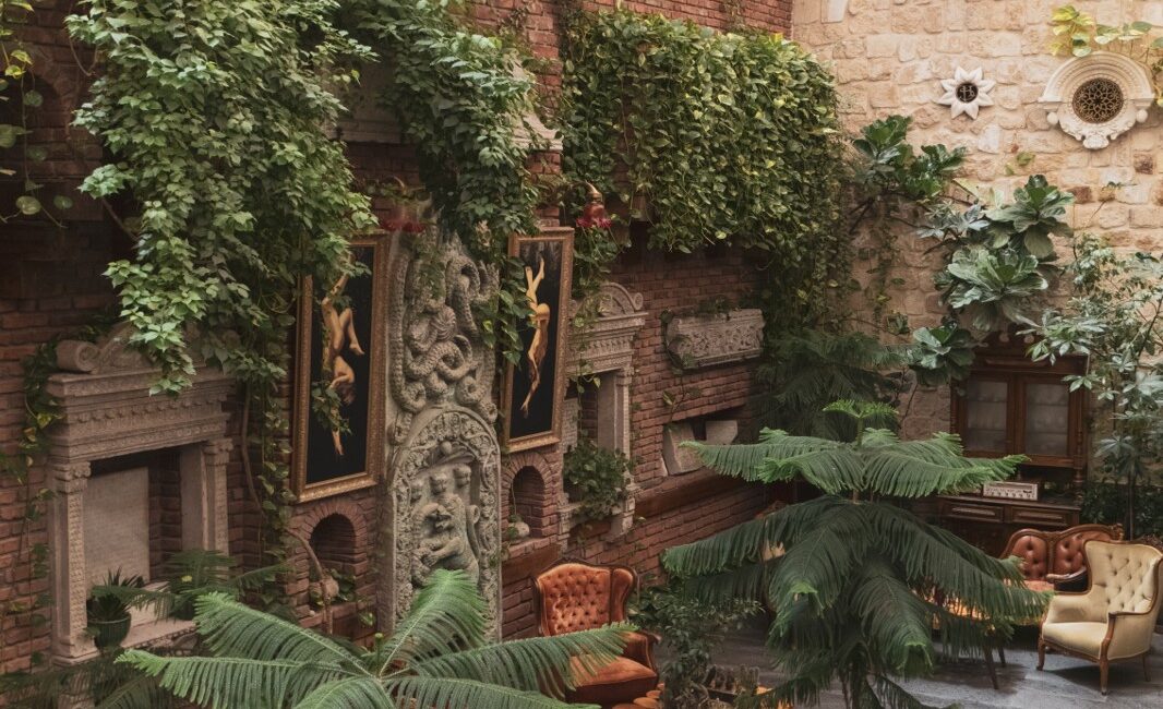 Lush indoor courtyard garden at Sacred House Cappadocia