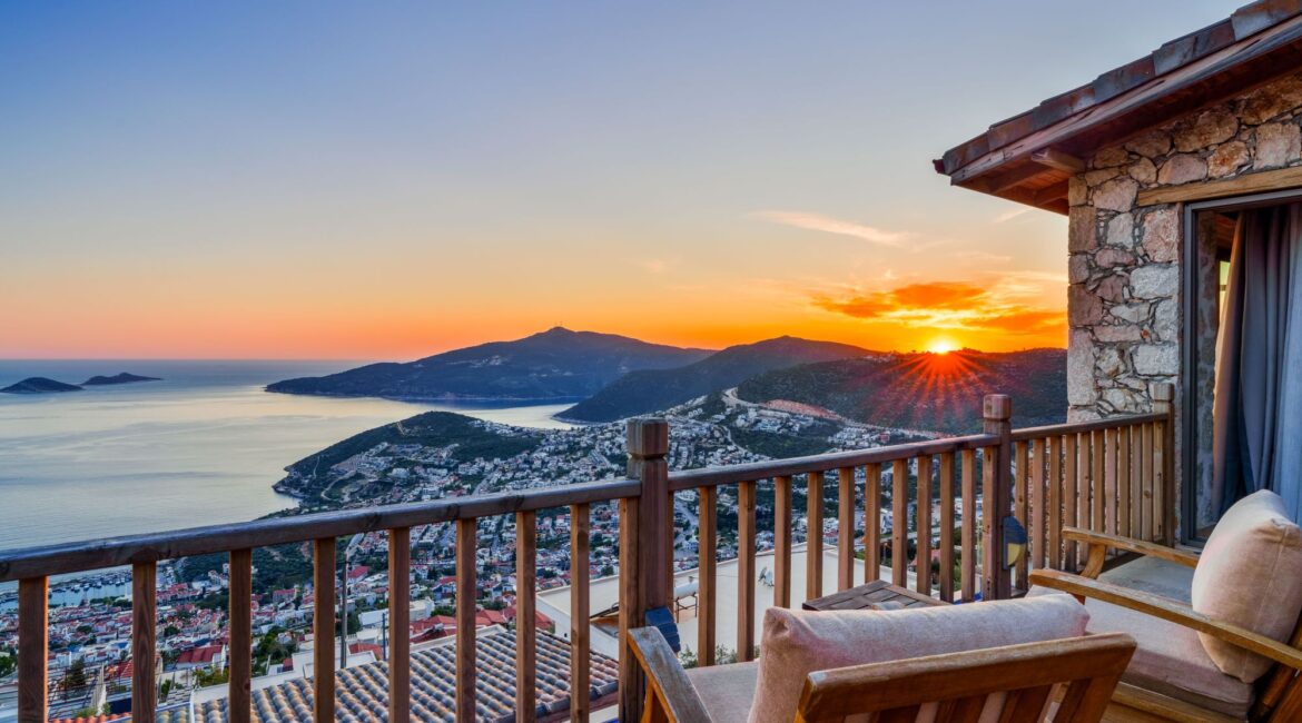 Private balcony with sunset views at Villa Sedir Ev, Kalkan