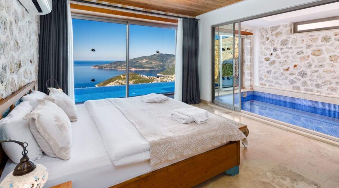 Bedroom suite with private indoor pool at Villa Sedir Ev