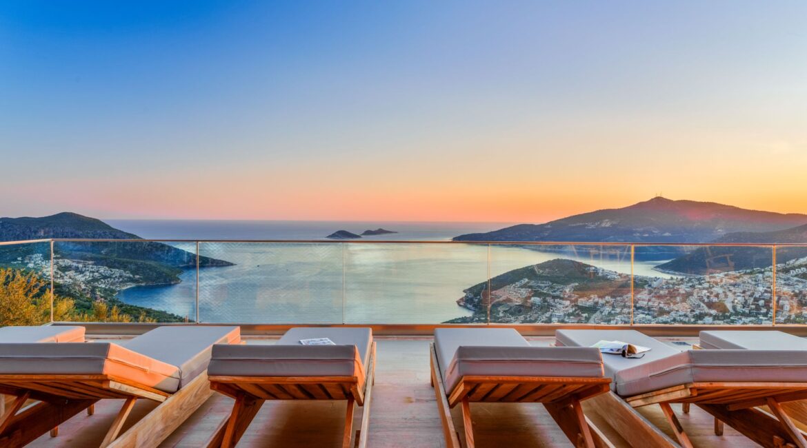 Sunrise views across Kalkan Bay from Villa Sedir Ev