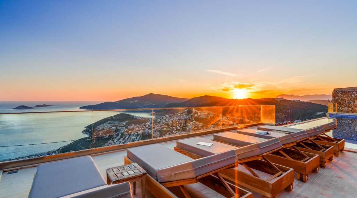 Sunset views from the terrace of Villa Sedir Ev, Kalkan