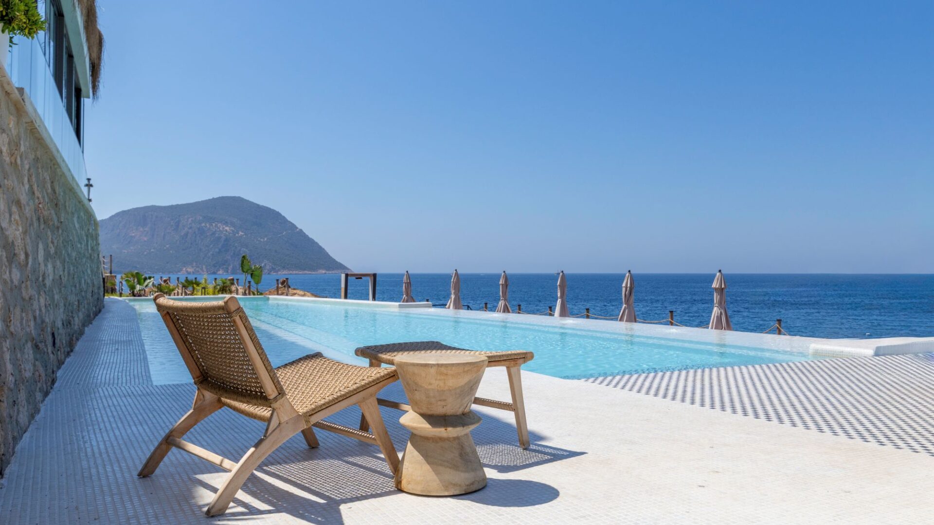 Infinity pool terrace overlooking the Mediterranean at the Lures Hotel