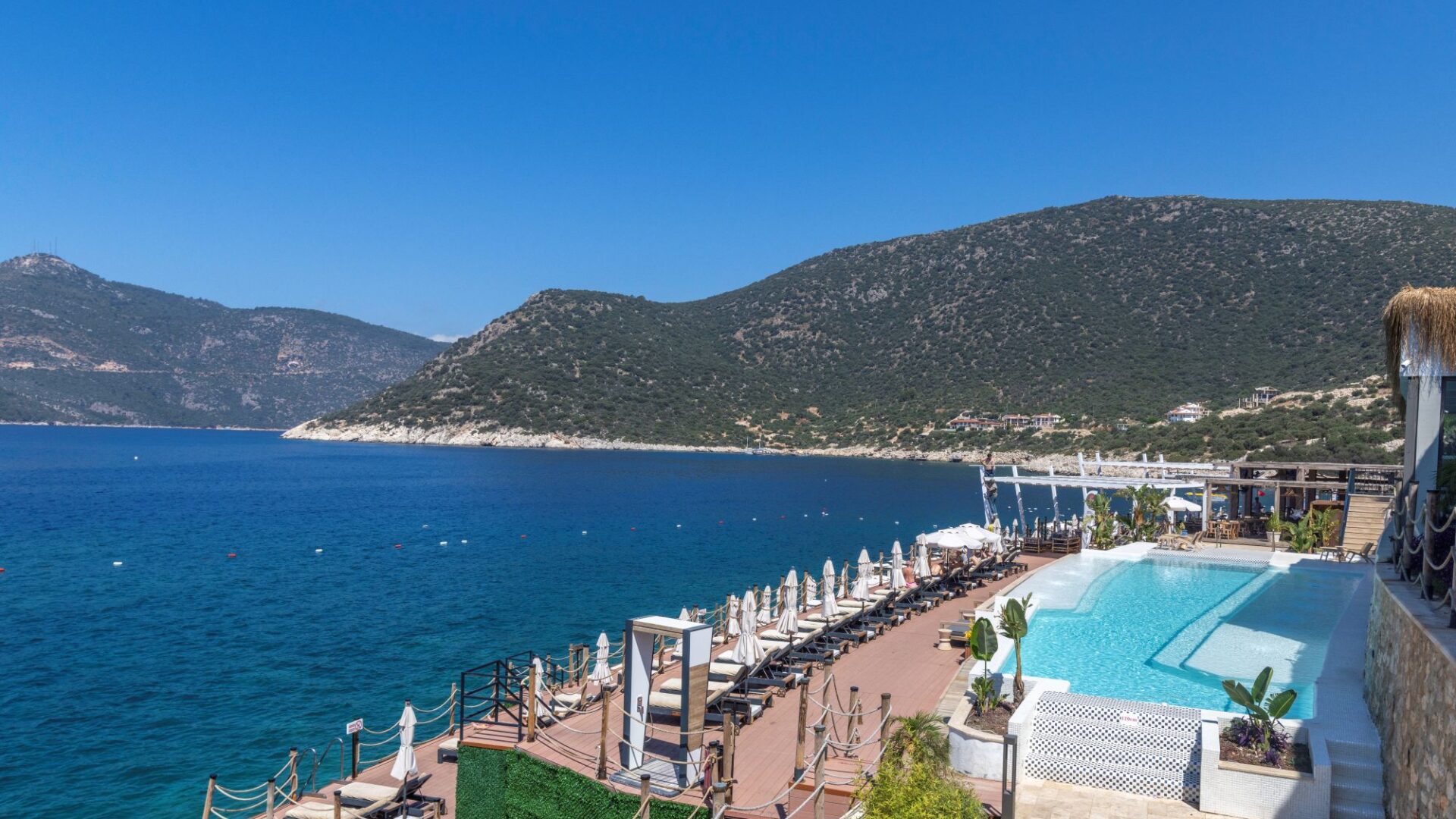 Infinity pool and sea views at the Lures Hotel, Kalkan