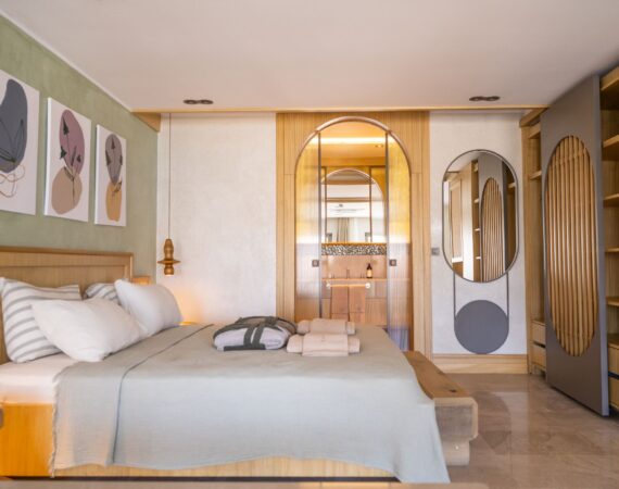 Overview of Suite Livia (Room 4) at Casa Pery in Kalkan showing the distinctive bedroom