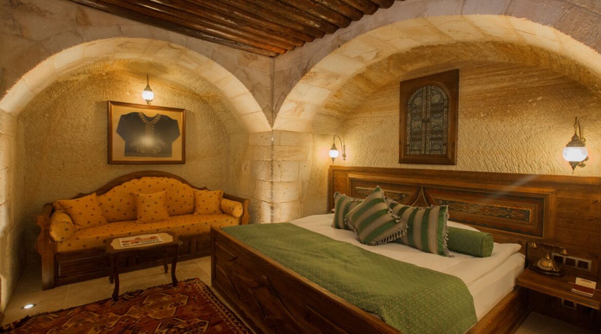 Authentic Ottoman-inspired cave suite interior at Kayakapı Premium Caves