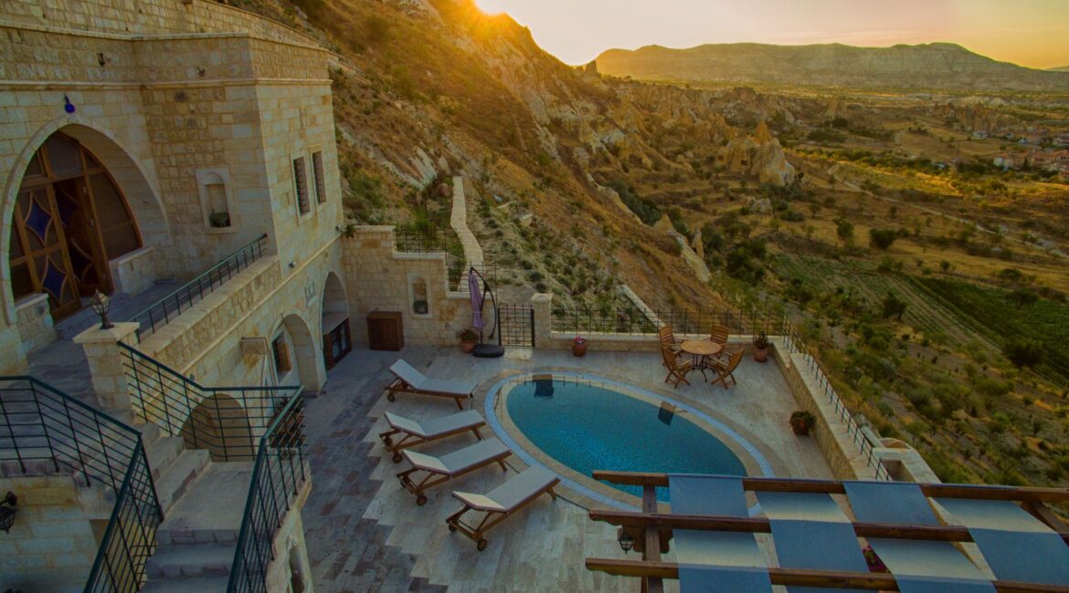 Swimming pool with panoramic valley views at Kayakapı Premium Caves, Ürgüp