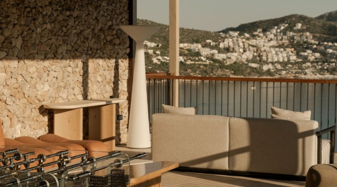 An en plein air lounge at the Asfiya Sea View Hotel in Kalkan Turkey