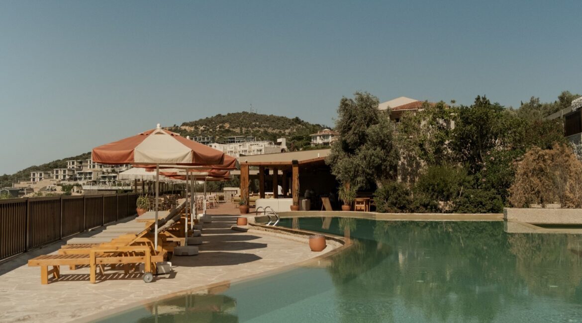 Swimming Pool and Pool terrace with panoramic sea views at Asfiya Sea View boutique hotel in Kalkan, Turkey