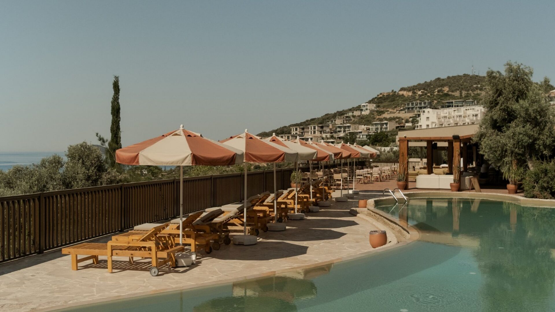 Infinity pool overlooking Kalkan Bay at Asfiya Sea View, an adults-only boutique hotel in Kalkan, Turkey.