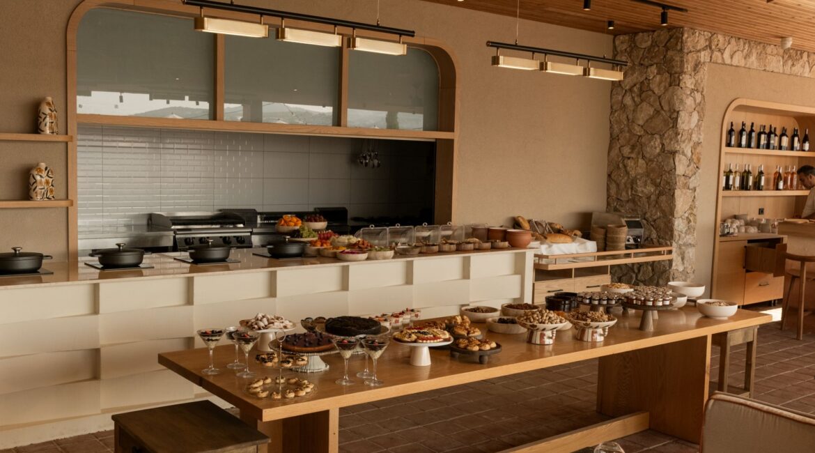 Breakfast restaurant and buffet at Asfiya Sea View Hotel, Kalkan